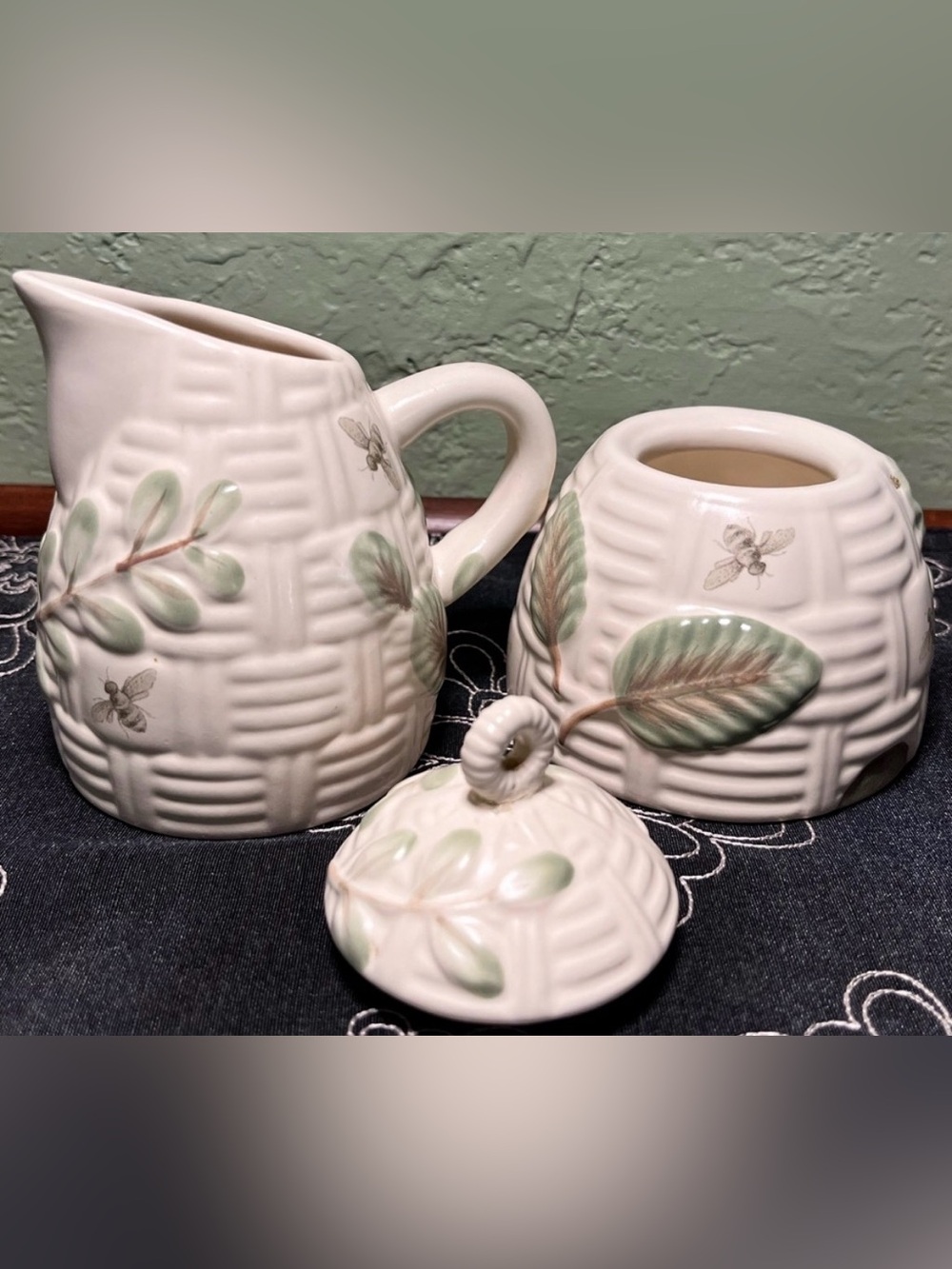 Vintage Pfaltzgraff Naturewood Mini Creamer & Sugar Bowl Set
